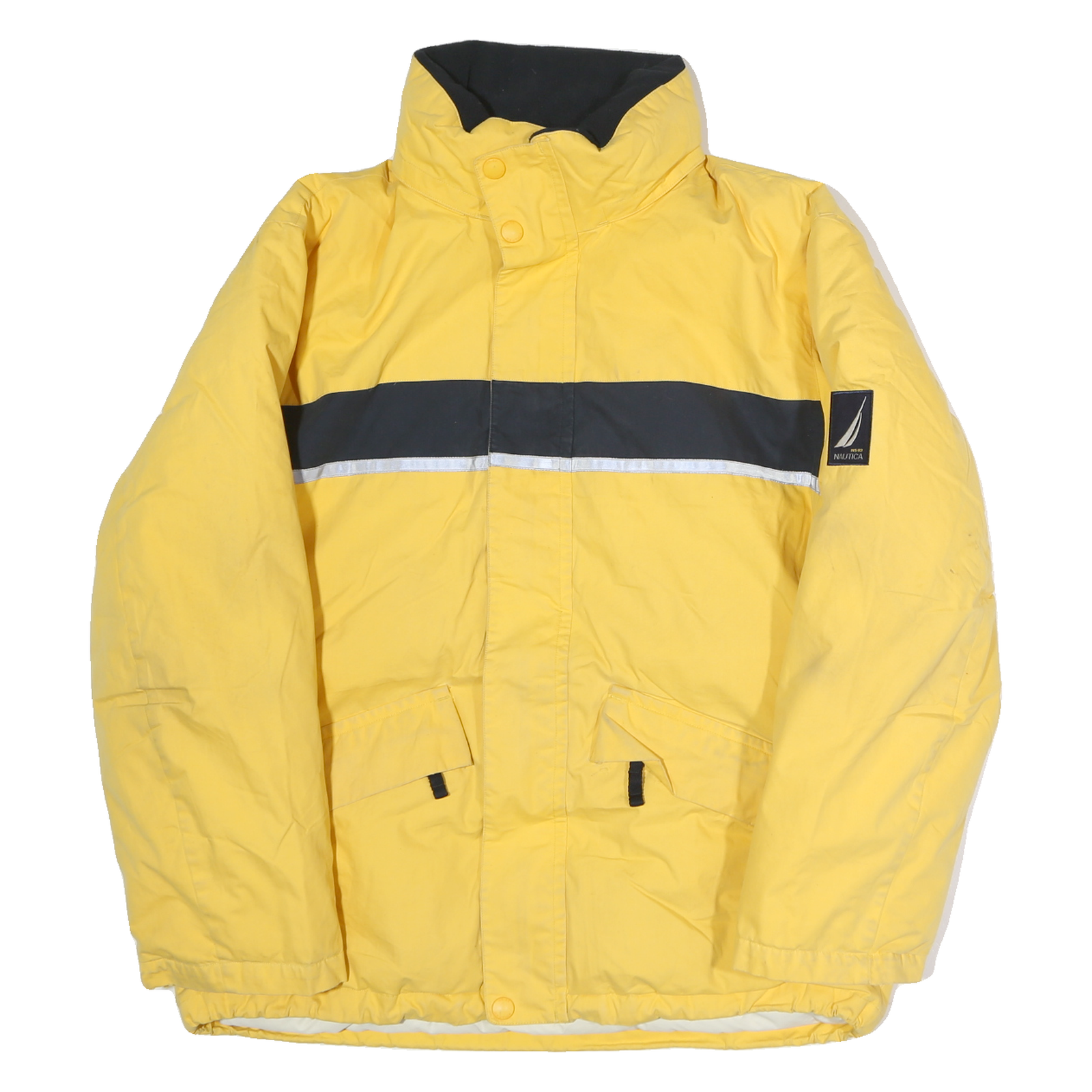 NAUTICA Mens Yellow & Black Zip Jacket M Polyester Plain Casual Sportswear