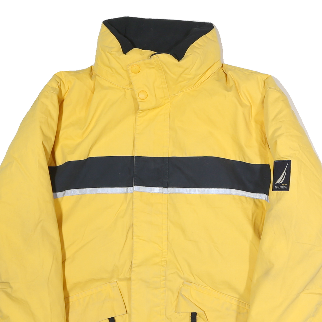 NAUTICA Mens Yellow & Black Zip Jacket M Polyester Plain Casual Sportswear