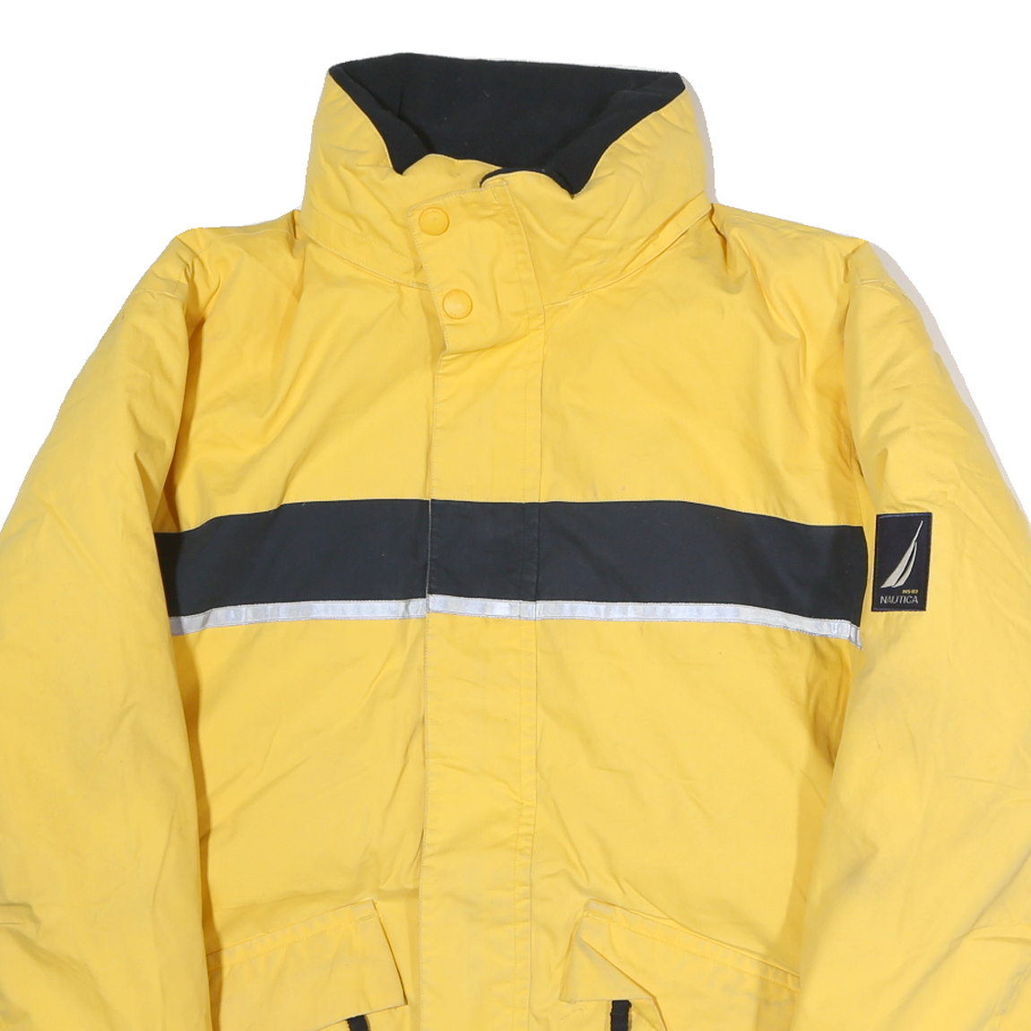 NAUTICA Mens Yellow & Black Zip Jacket M Polyester Plain Casual Sportswear