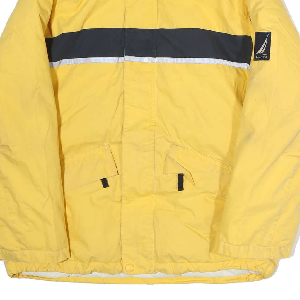 NAUTICA Mens Yellow & Black Zip Jacket M Polyester Plain Casual Sportswear