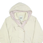 NEWPORT Womens Cream & Beige Hooded Jacket L Polyester Blend Button Closure