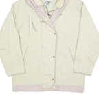NEWPORT Womens Cream & Beige Hooded Jacket L Polyester Blend Button Closure