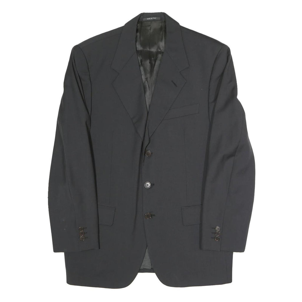 MADE IN ITALY Mens Black Classic Jacket L Polyester Blend Button Formal Wear