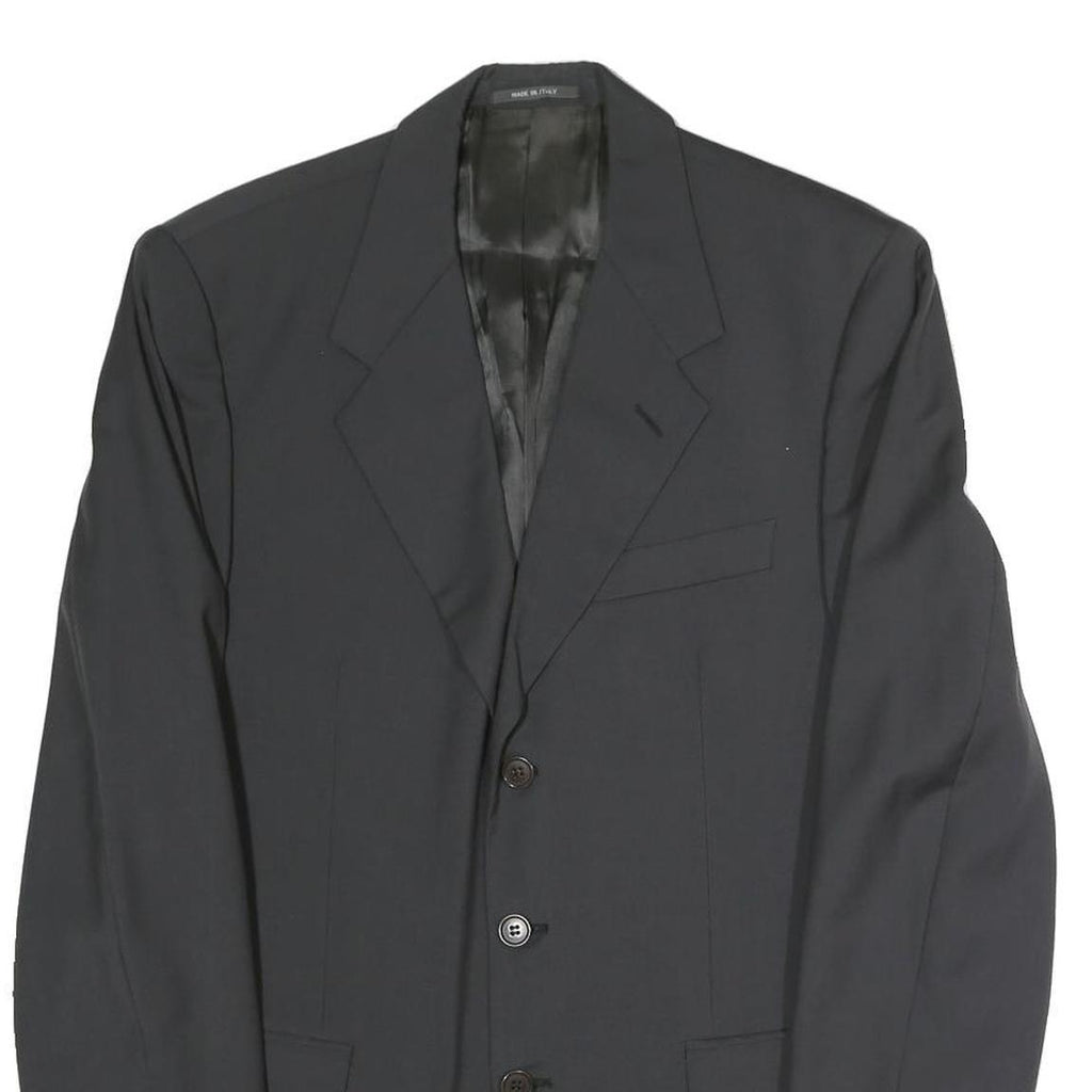 MADE IN ITALY Mens Black Classic Jacket L Polyester Blend Button Formal Wear
