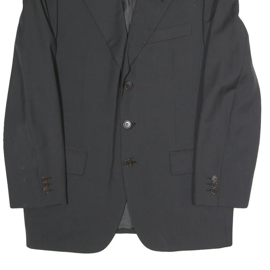 MADE IN ITALY Mens Black Classic Jacket L Polyester Blend Button Formal Wear