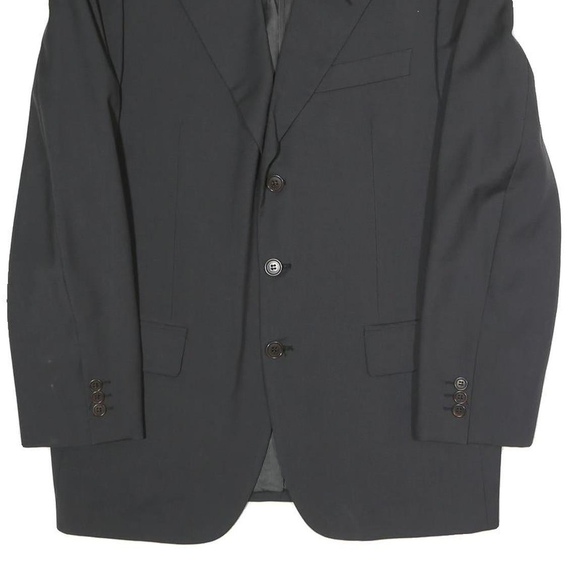 MADE IN ITALY Mens Black Classic Jacket L Polyester Blend Button Formal Wear