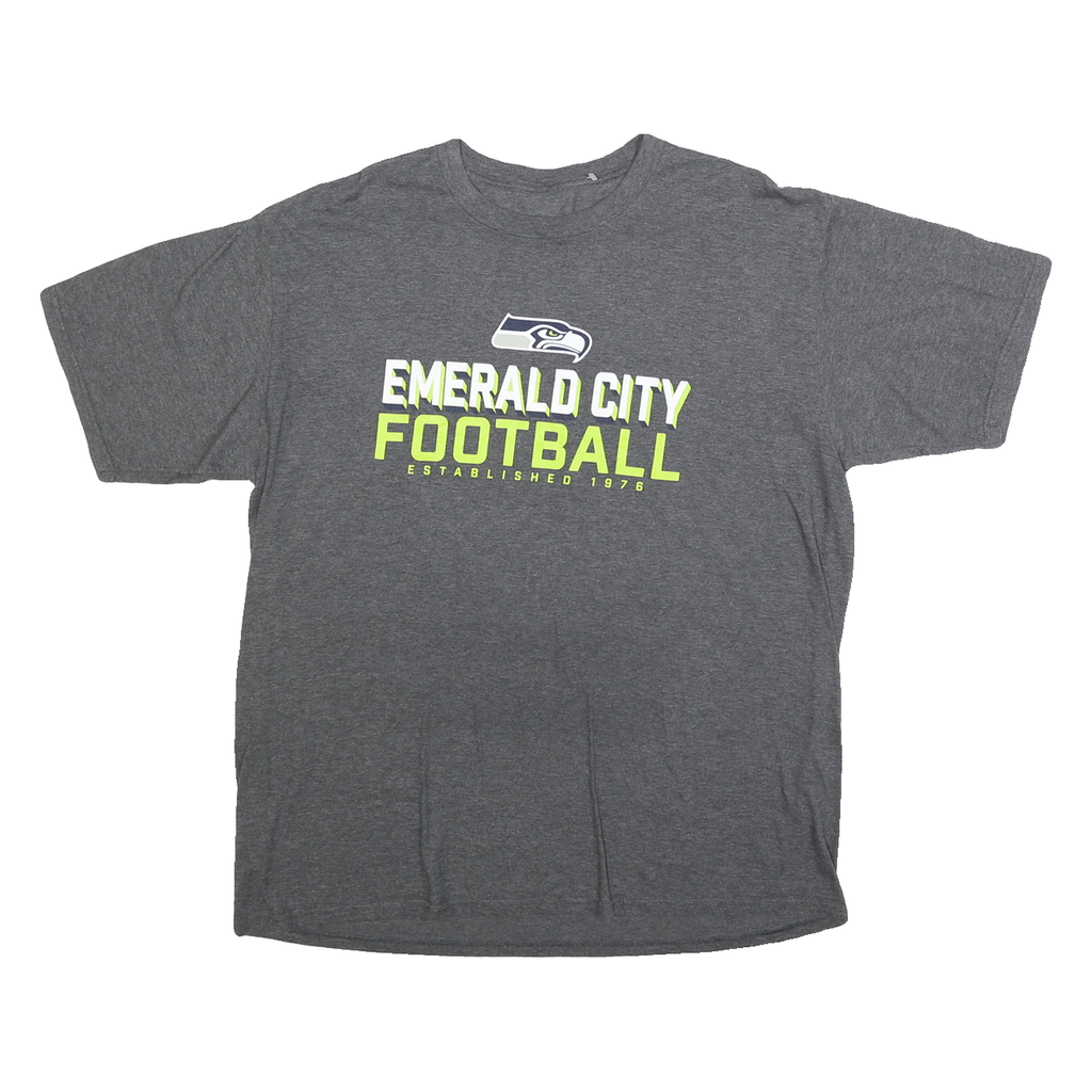FANATICS Mens Grey Emerald City Football Graphic T-Shirt XL Short Sleeve Crew