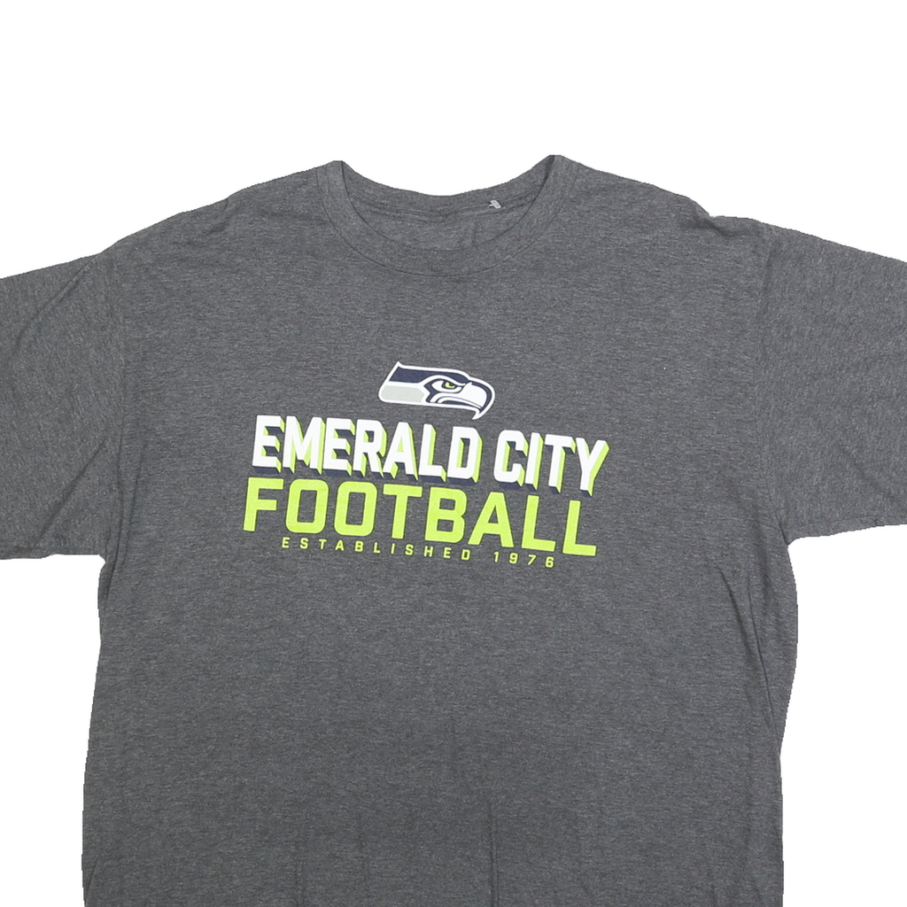 FANATICS Mens Grey Emerald City Football Graphic T-Shirt XL Short Sleeve Crew