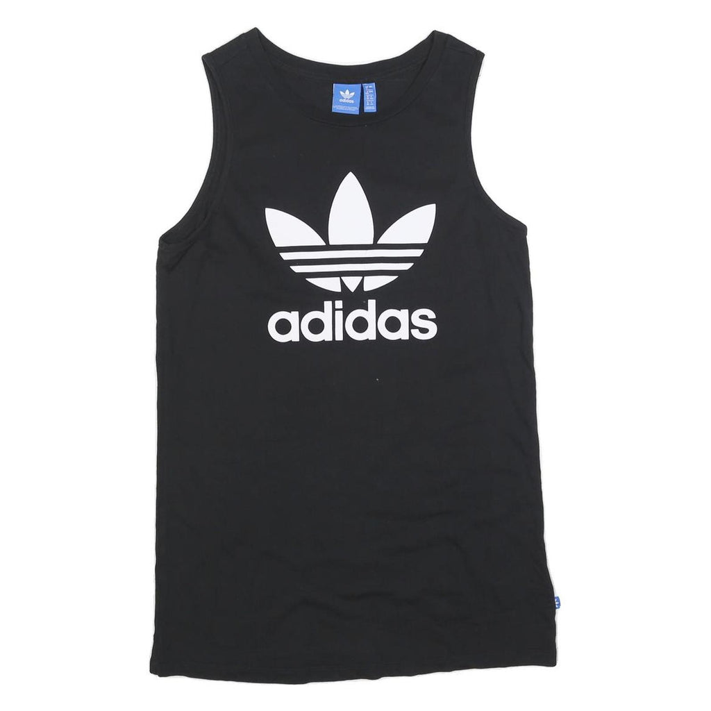 ADIDAS Womens Black Day Jersey Plain Sleeveless UK 12 Cotton Blend Logo Dress