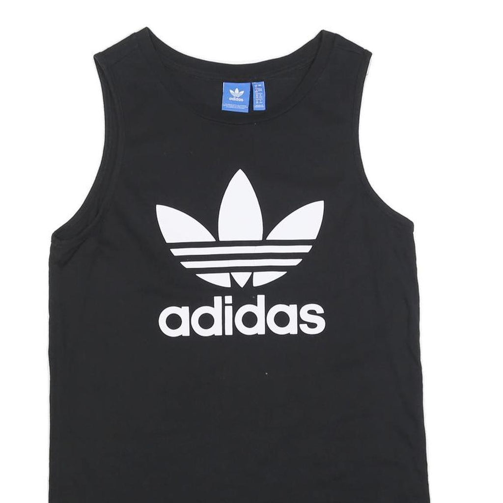 ADIDAS Womens Black Day Jersey Plain Sleeveless UK 12 Cotton Blend Logo Dress
