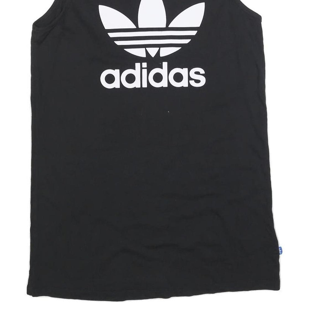 ADIDAS Womens Black Day Jersey Plain Sleeveless UK 12 Cotton Blend Logo Dress