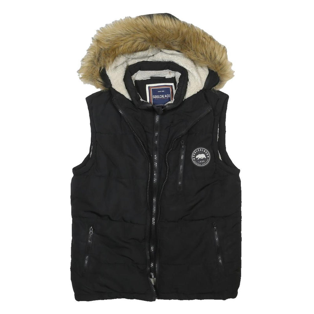 SOULCAL & CO Womens Black Hooded Gilet XS Polyester Woven Outdoor Sleeveless