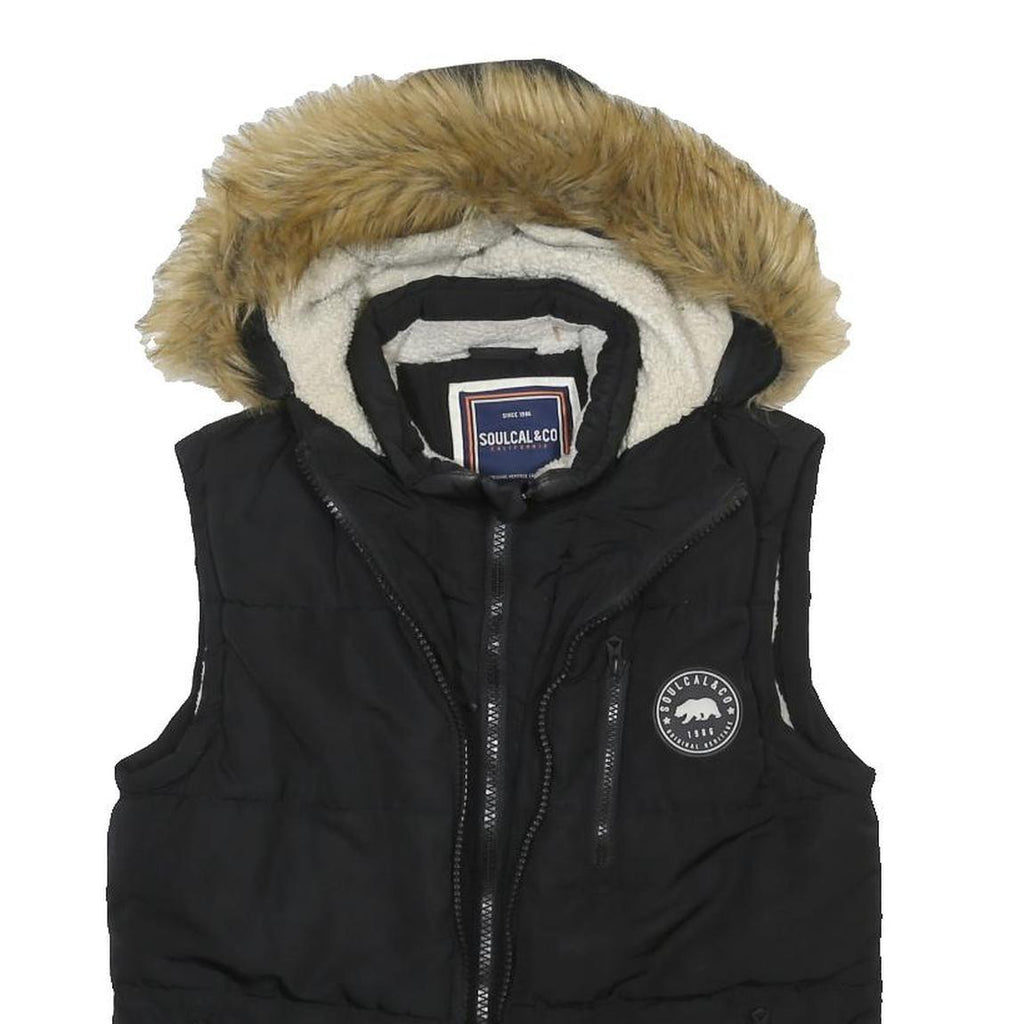 SOULCAL & CO Womens Black Hooded Gilet XS Polyester Woven Outdoor Sleeveless