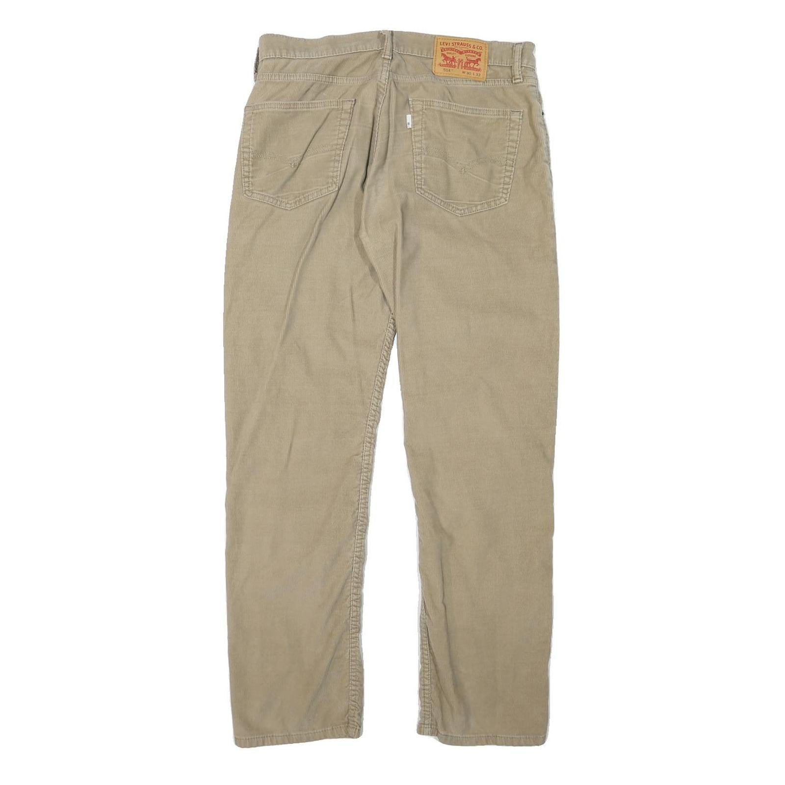 LEVI'S Mens Regular Fit Beige Cotton Blend Trousers W31 L31 Classic Zip Pocket