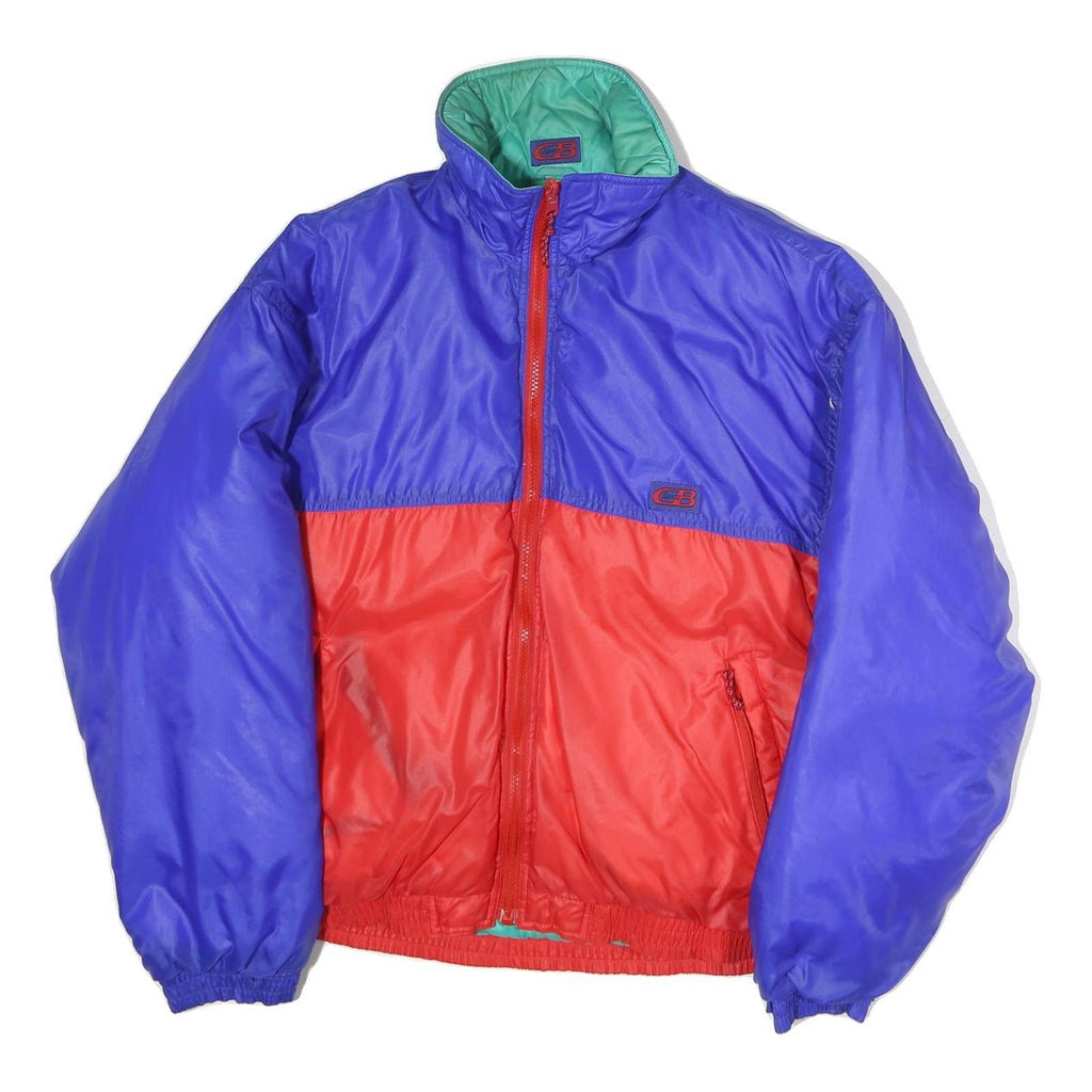 CB SPORT Mens Blue & Red Zip Up Jacket M Polyester Colourblock Casual Outerwear