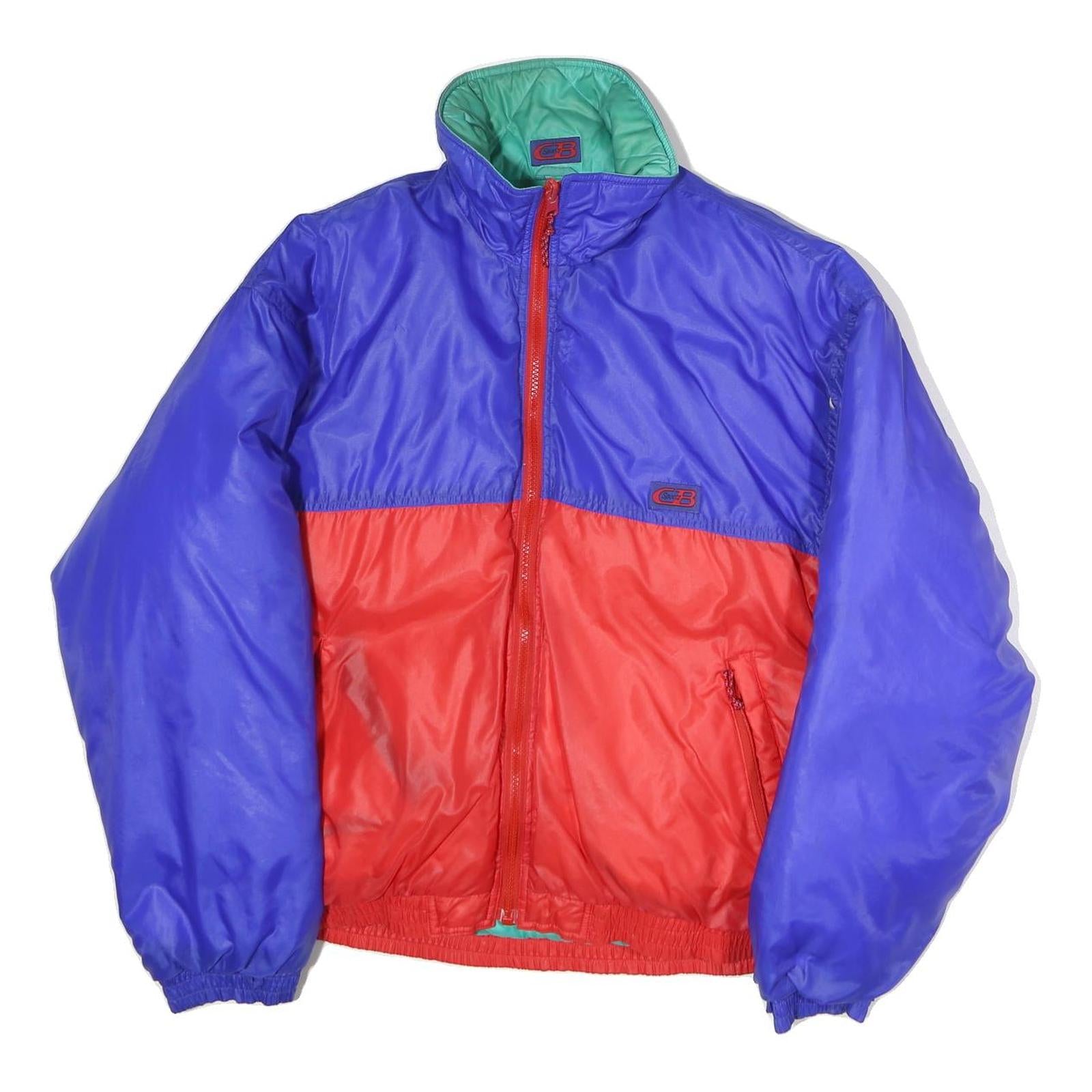 CB SPORT Mens Blue & Red Zip Up Jacket M Polyester Colourblock Casual Outerwear