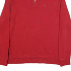 TOMMY HILFIGER Mens Red Pullover Plain V-Neck Basic Knit XL Cotton Jumper