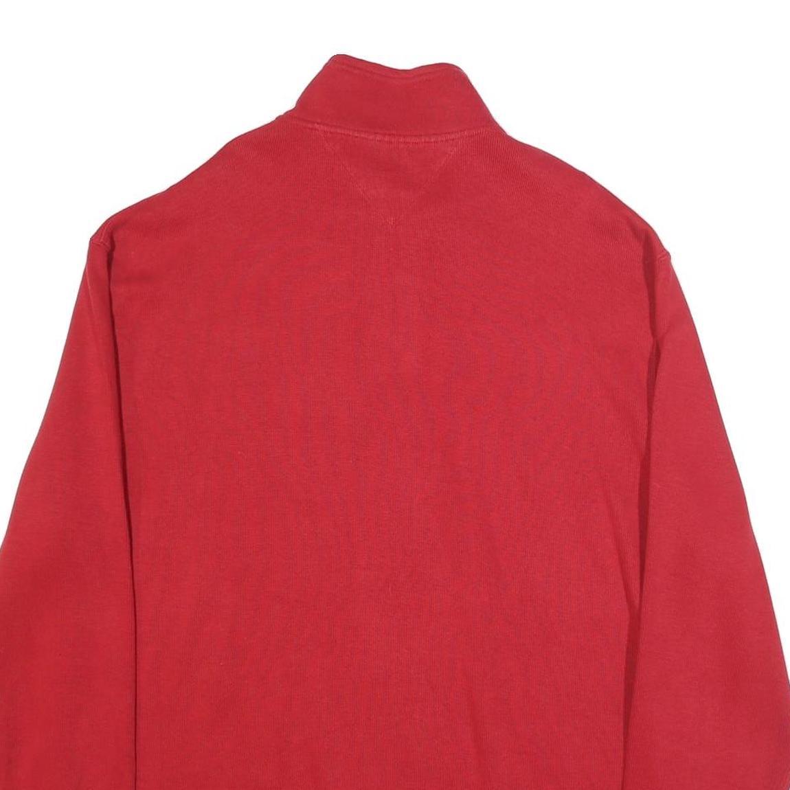 TOMMY HILFIGER Mens Red Pullover Plain V-Neck Basic Knit XL Cotton Jumper