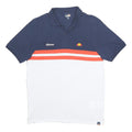 ELLESSE Mens Blue & White Red Stripe Short Sleeve Polo Shirt XL Cotton Casual