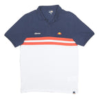 ELLESSE Mens Blue & White Red Stripe Short Sleeve Polo Shirt XL Cotton Casual