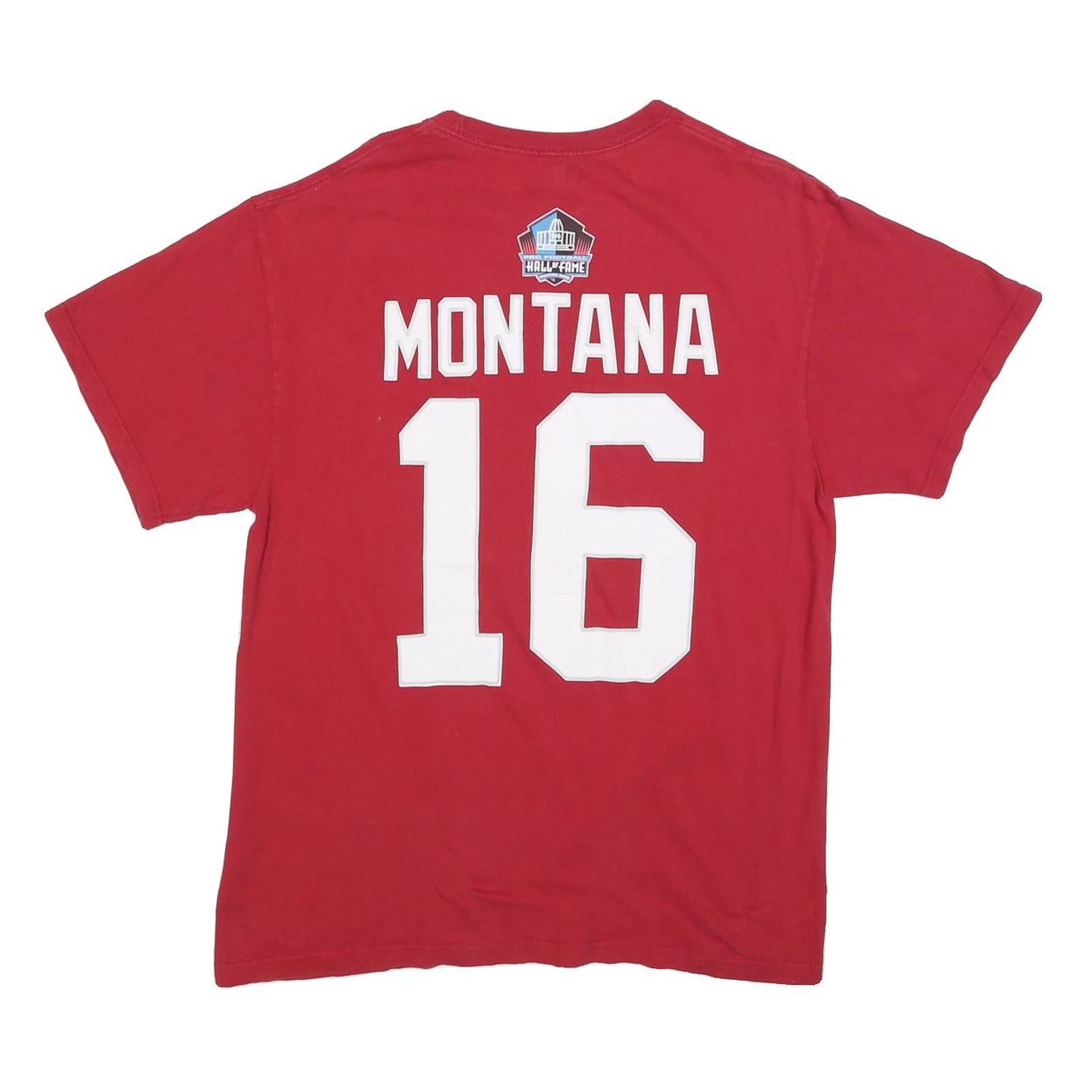 NFL Mens Red San Francisco 49ers Montana Number 16 Graphic T-Shirt L Short