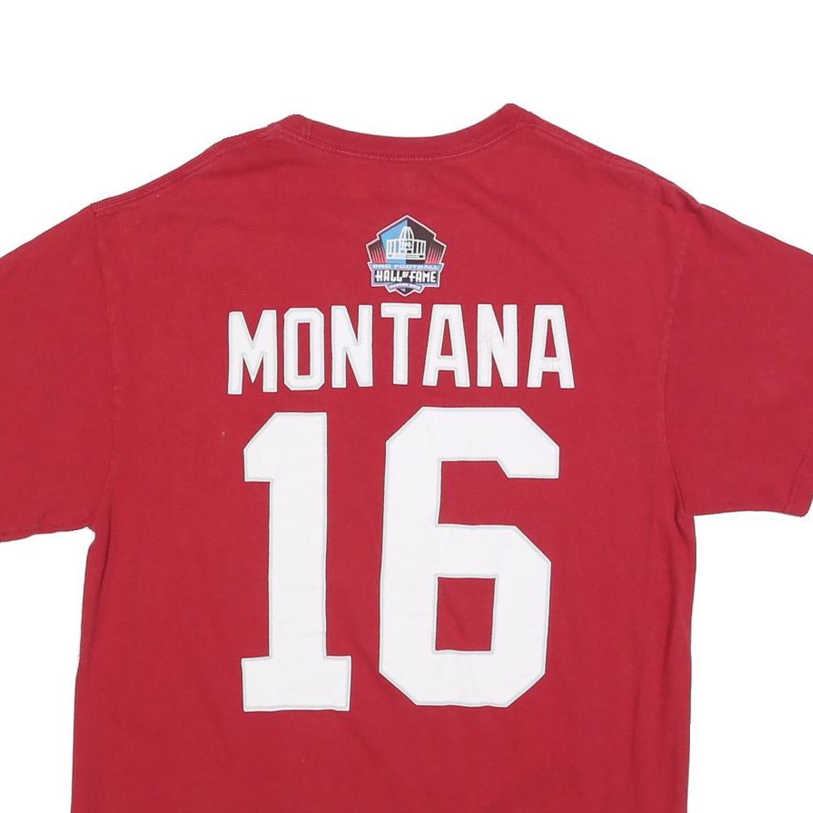 NFL Mens Red San Francisco 49ers Montana Number 16 Graphic T-Shirt L Short