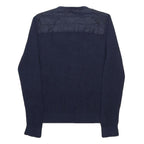 TOMMY HILFIGER Mens Navy Blue Plain Cotton Jumper Crew Neck Basic Knit S