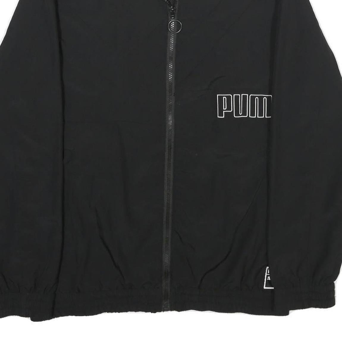 PUMA Mens Black Athletic Jacket S Polyester Zip-Up Plain Lightweight Sportswear