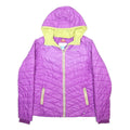 COLUMBIA Womens Purple & Lime Hooded Nylon Quilted Jacket L Lightweight Outdoor