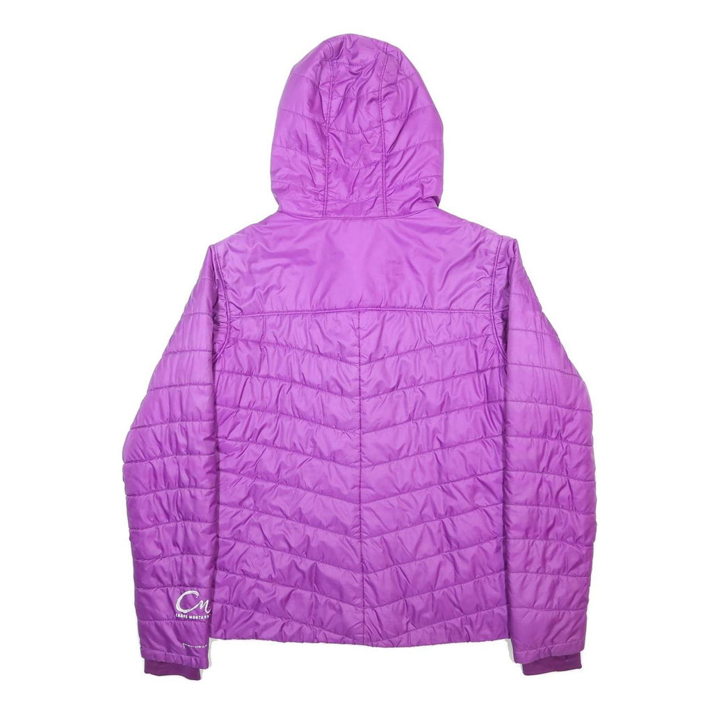 COLUMBIA Womens Purple & Lime Hooded Nylon Quilted Jacket L Lightweight Outdoor