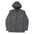 GUESS Mens Grey Hooded Jacket S Cotton Blend Zip Pocketed Casual Style