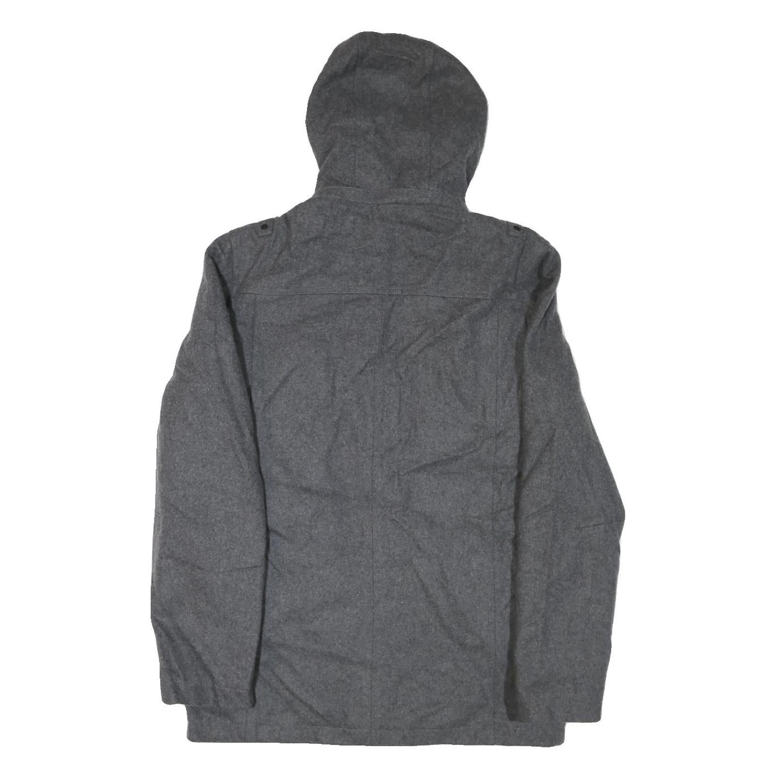 GUESS Mens Grey Hooded Jacket S Cotton Blend Zip Pocketed Casual Style