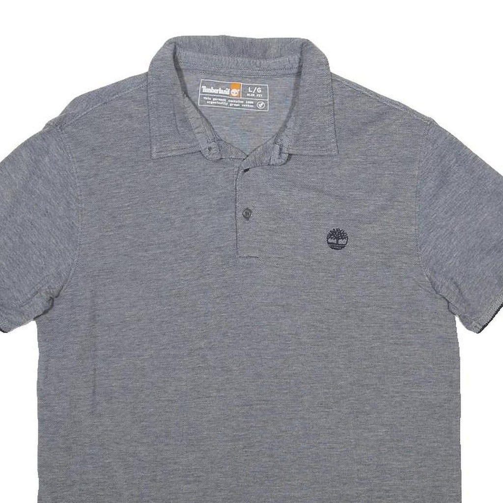 TIMBERLAND Mens Grey Short Sleeve Plain Cotton Polo Shirt L Classic Fit Casual