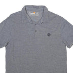 TIMBERLAND Mens Grey Short Sleeve Plain Cotton Polo Shirt L Classic Fit Casual
