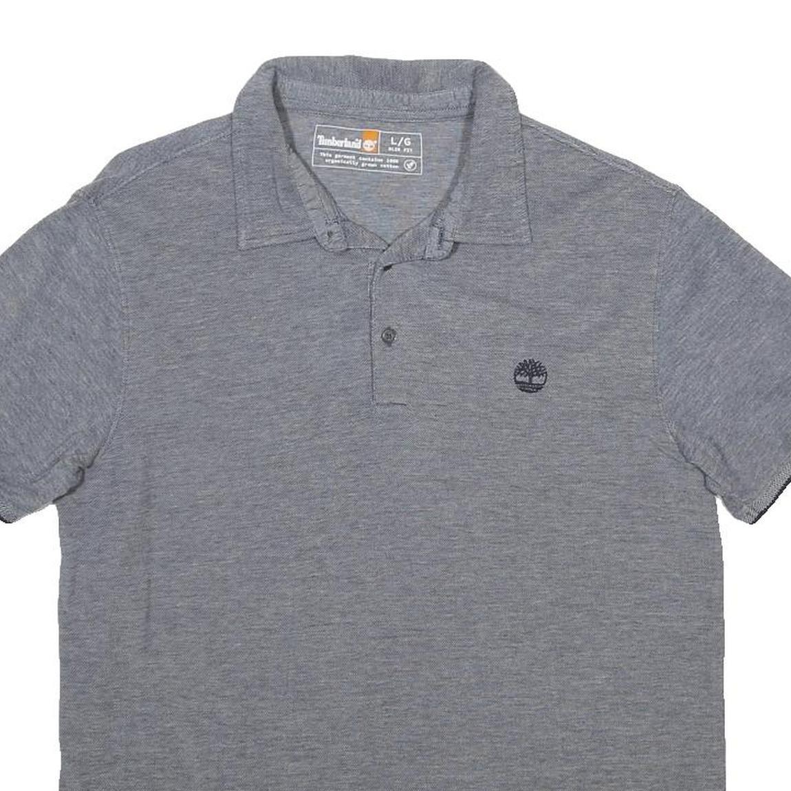 TIMBERLAND Mens Grey Short Sleeve Plain Cotton Polo Shirt L Classic Fit Casual