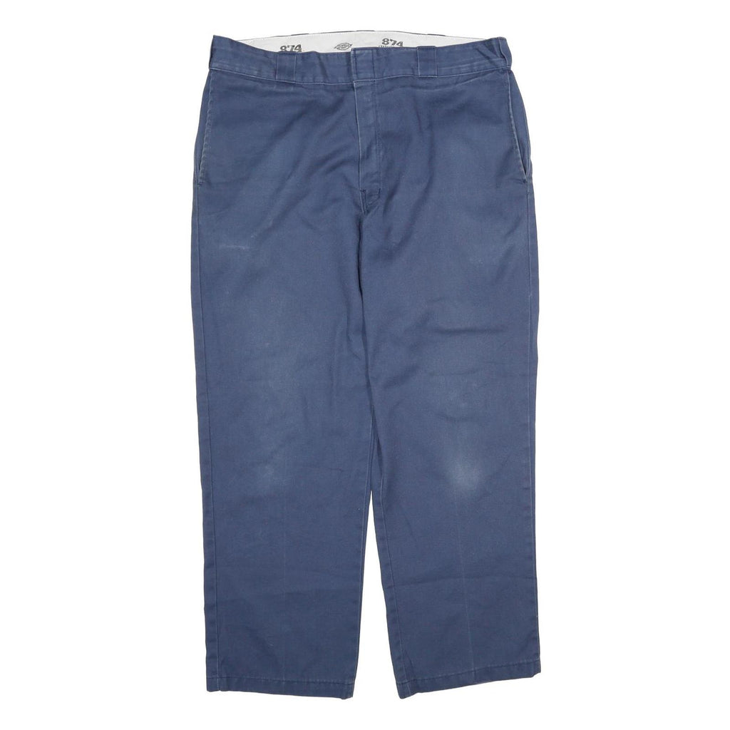 DICKIES Mens Cotton Navy Regular Straight Trousers W38 L30 Workwear Casual