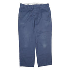 DICKIES Mens Cotton Navy Regular Straight Trousers W38 L30 Workwear Casual