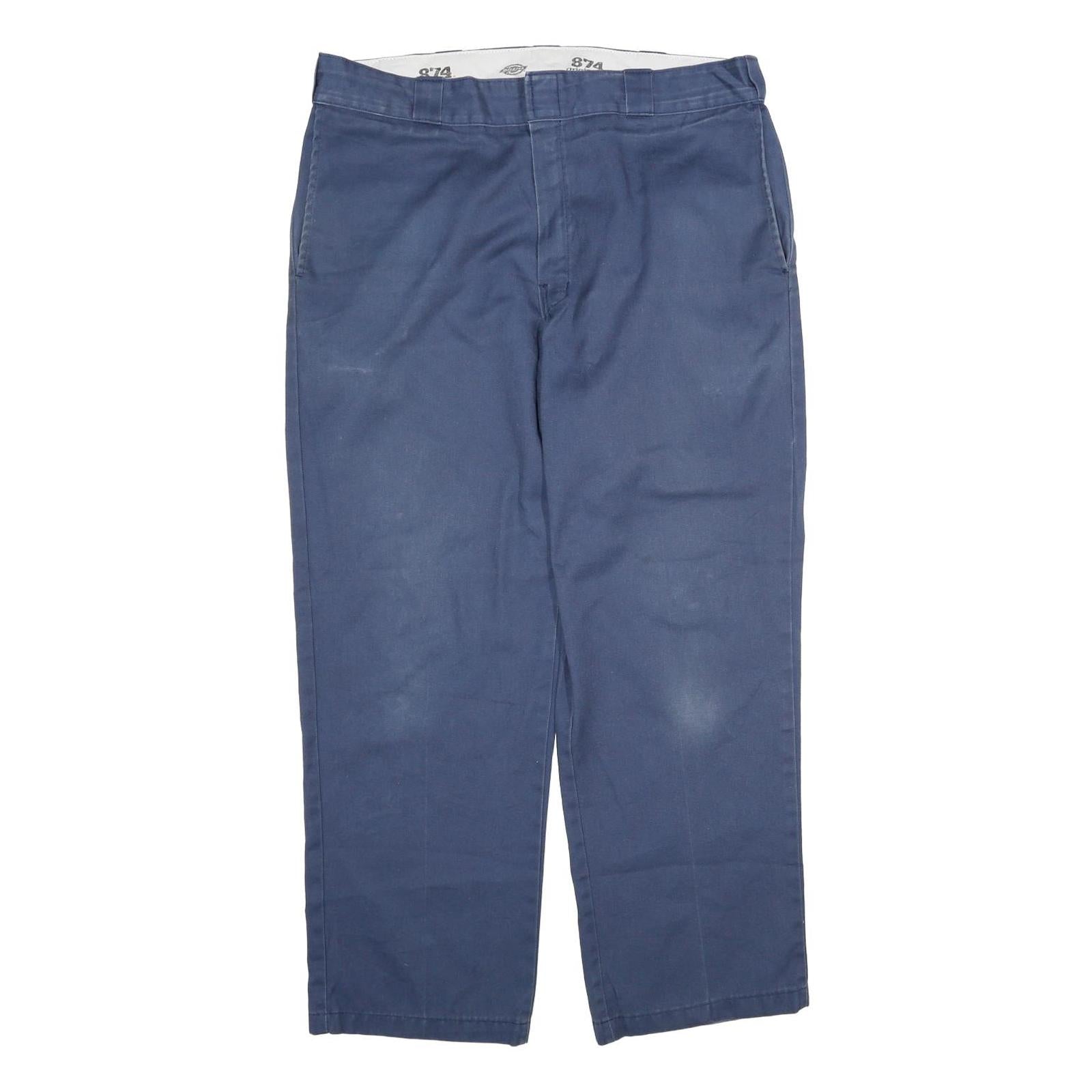 DICKIES Mens Cotton Navy Regular Straight Trousers W38 L30 Workwear Casual