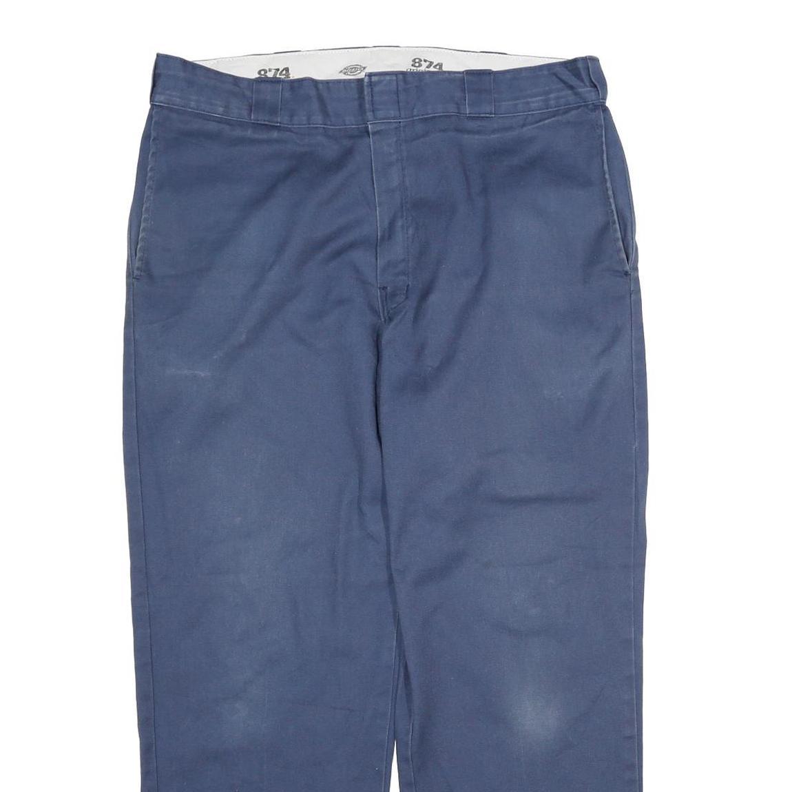 DICKIES Mens Cotton Navy Regular Straight Trousers W38 L30 Workwear Casual