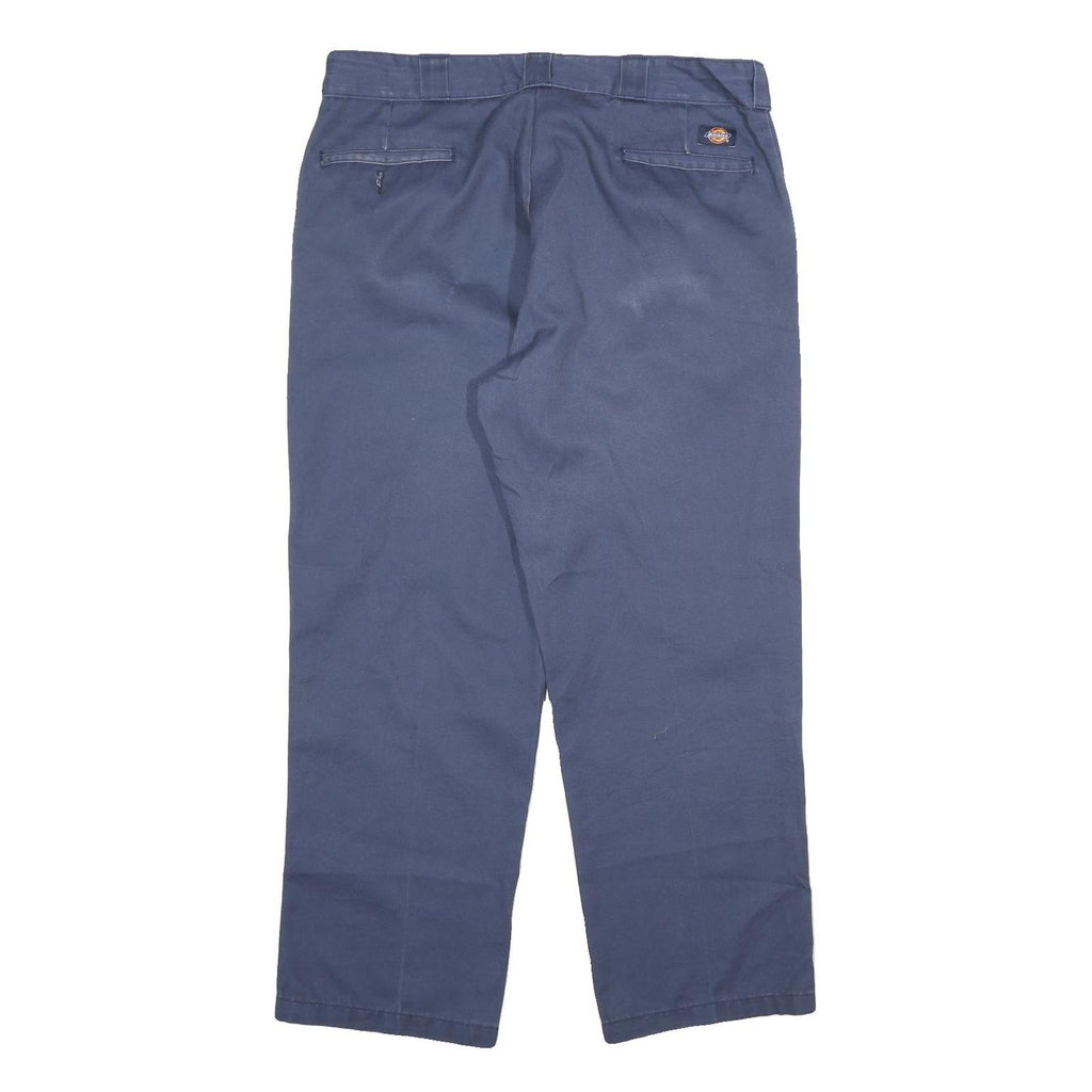 DICKIES Mens Cotton Navy Regular Straight Trousers W38 L30 Workwear Casual