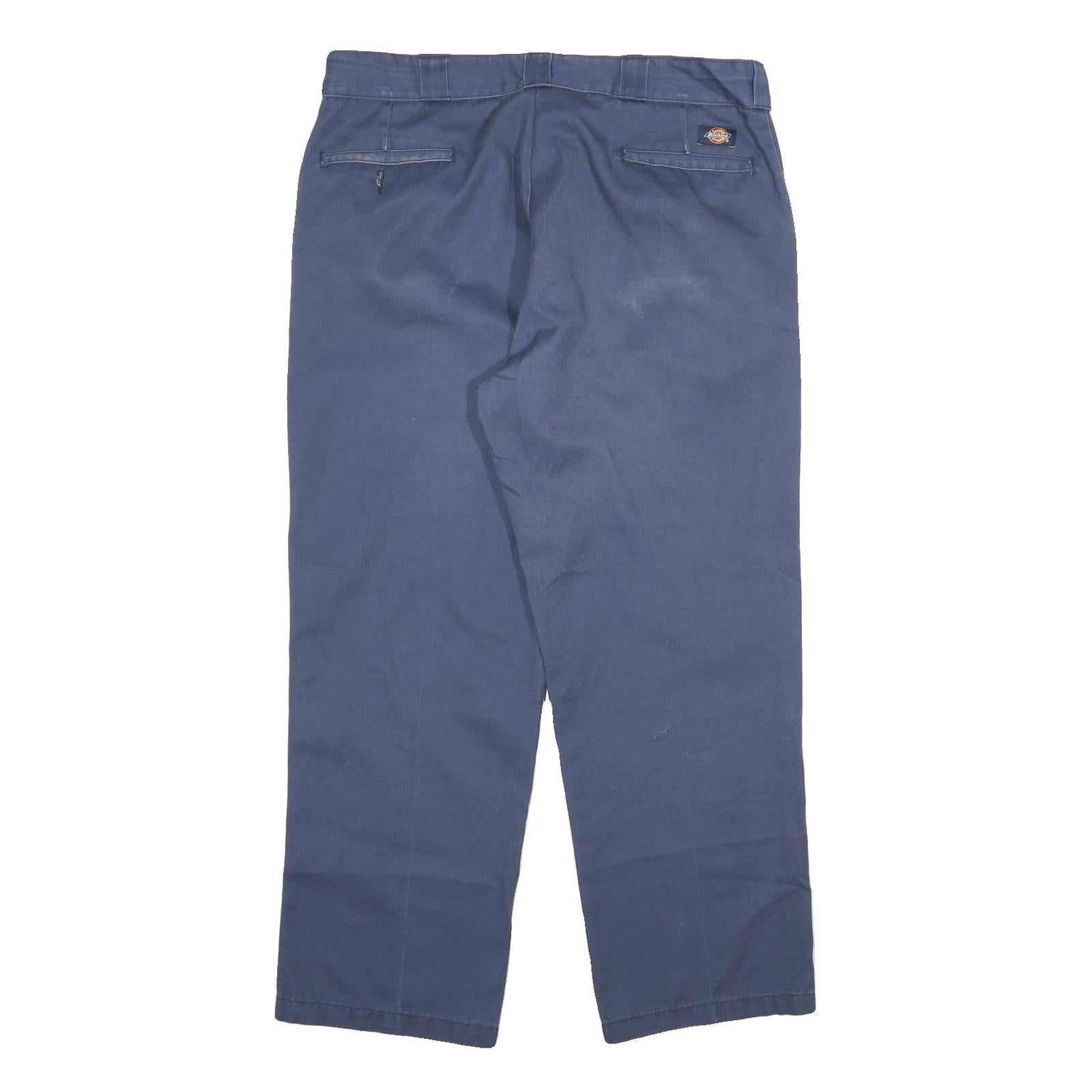 DICKIES Mens Cotton Navy Regular Straight Trousers W38 L30 Workwear Casual