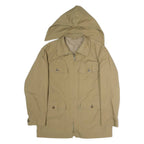 Mens Beige Casual Jacket XL Polyester Blend Plain Zip Hooded Pockets