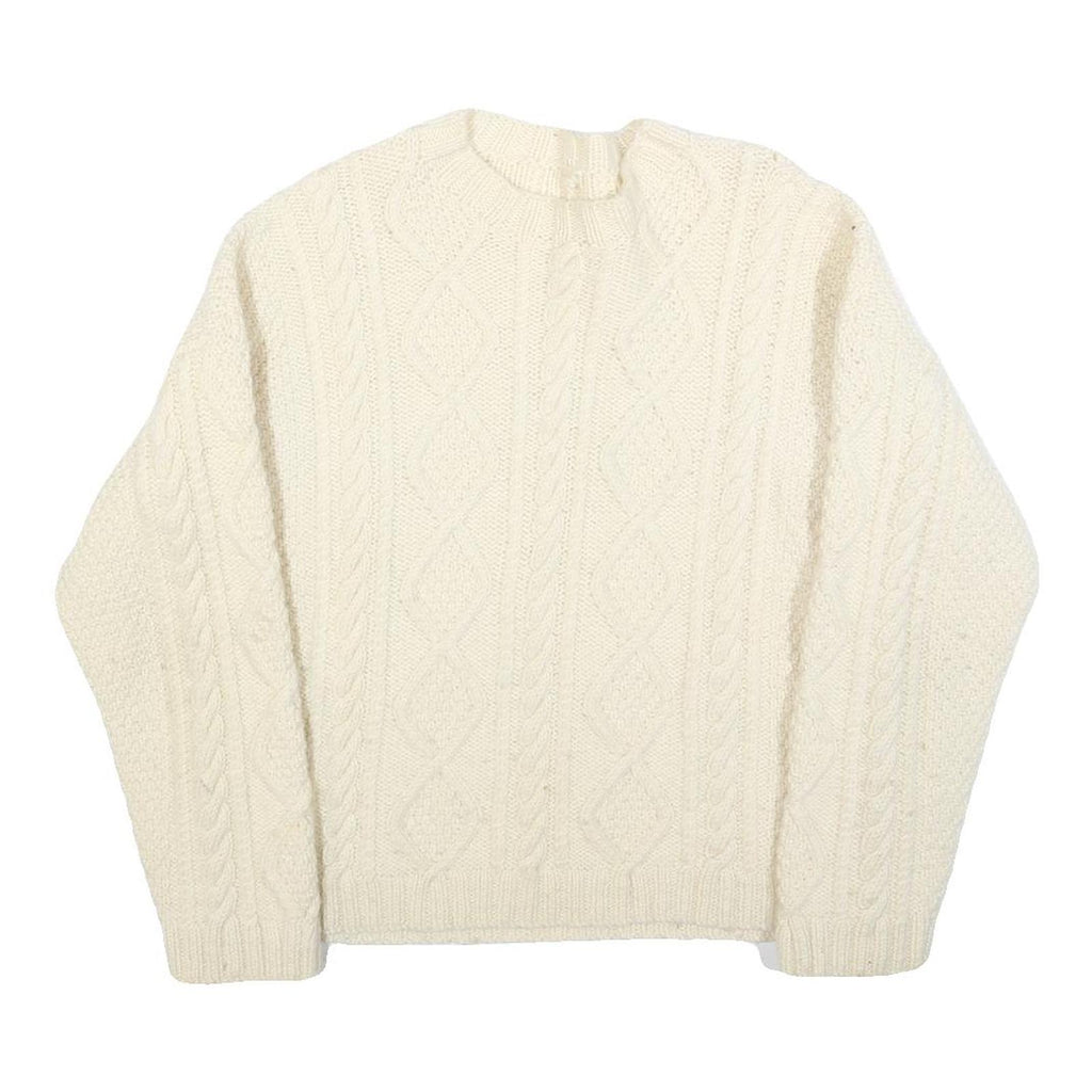 Womens Cream Cable Knit Wool Jumper M Cable Knit Crew Neck Regular Fit