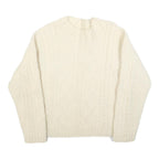 Womens Cream Cable Knit Wool Jumper M Cable Knit Crew Neck Regular Fit