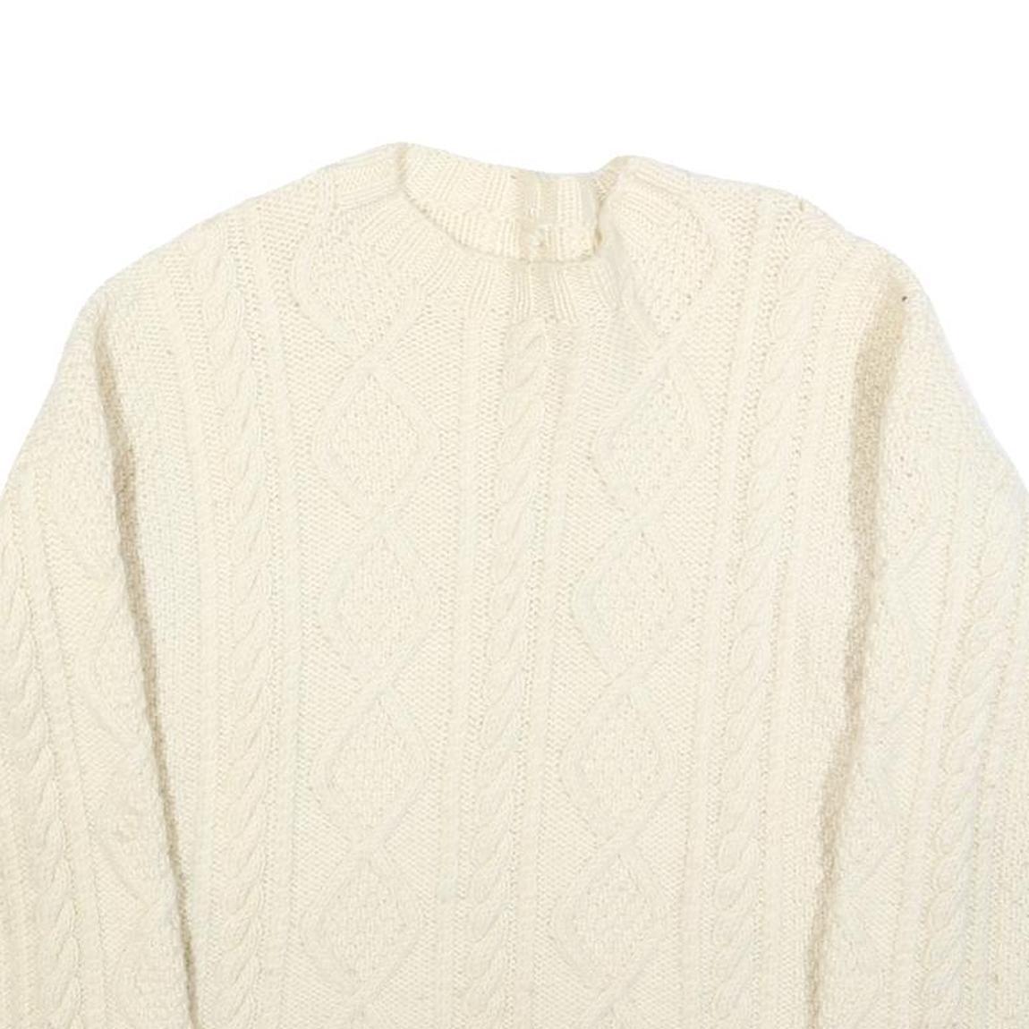 Womens Cream Cable Knit Wool Jumper M Cable Knit Crew Neck Regular Fit