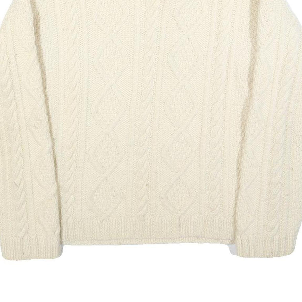 Womens Cream Cable Knit Wool Jumper M Cable Knit Crew Neck Regular Fit