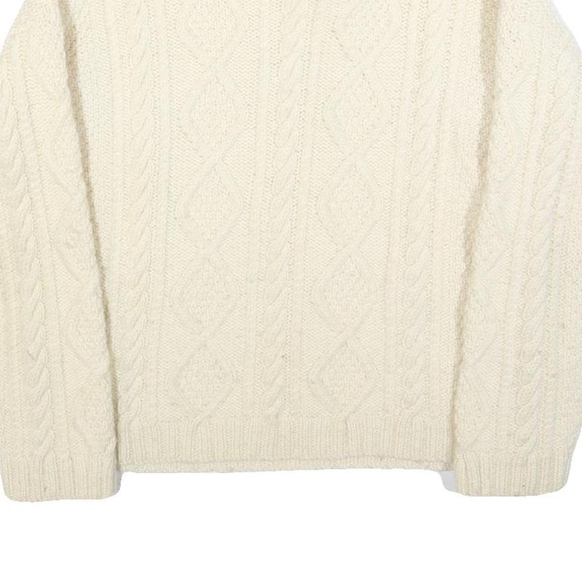 Womens Cream Cable Knit Wool Jumper M Cable Knit Crew Neck Regular Fit