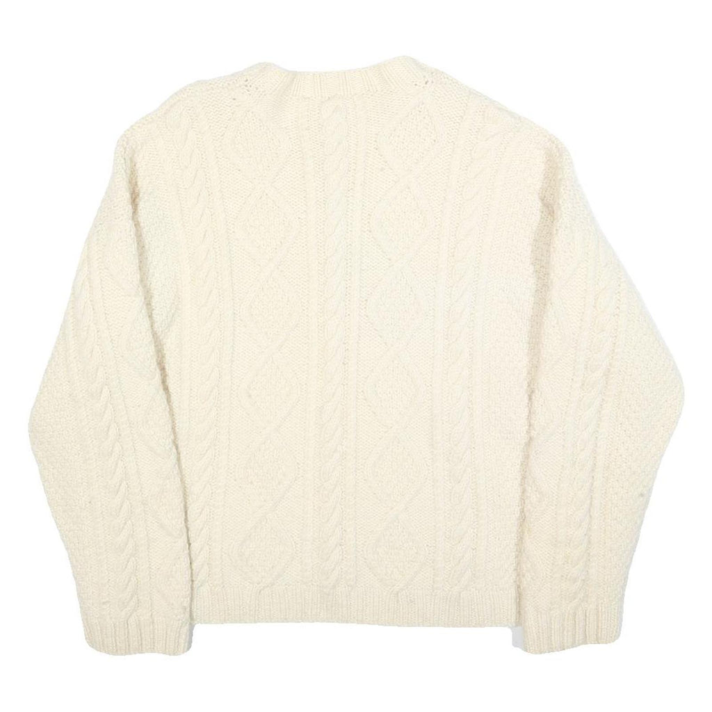 Womens Cream Cable Knit Wool Jumper M Cable Knit Crew Neck Regular Fit