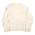 Womens Cream Cable Knit Wool Jumper M Cable Knit Crew Neck Regular Fit