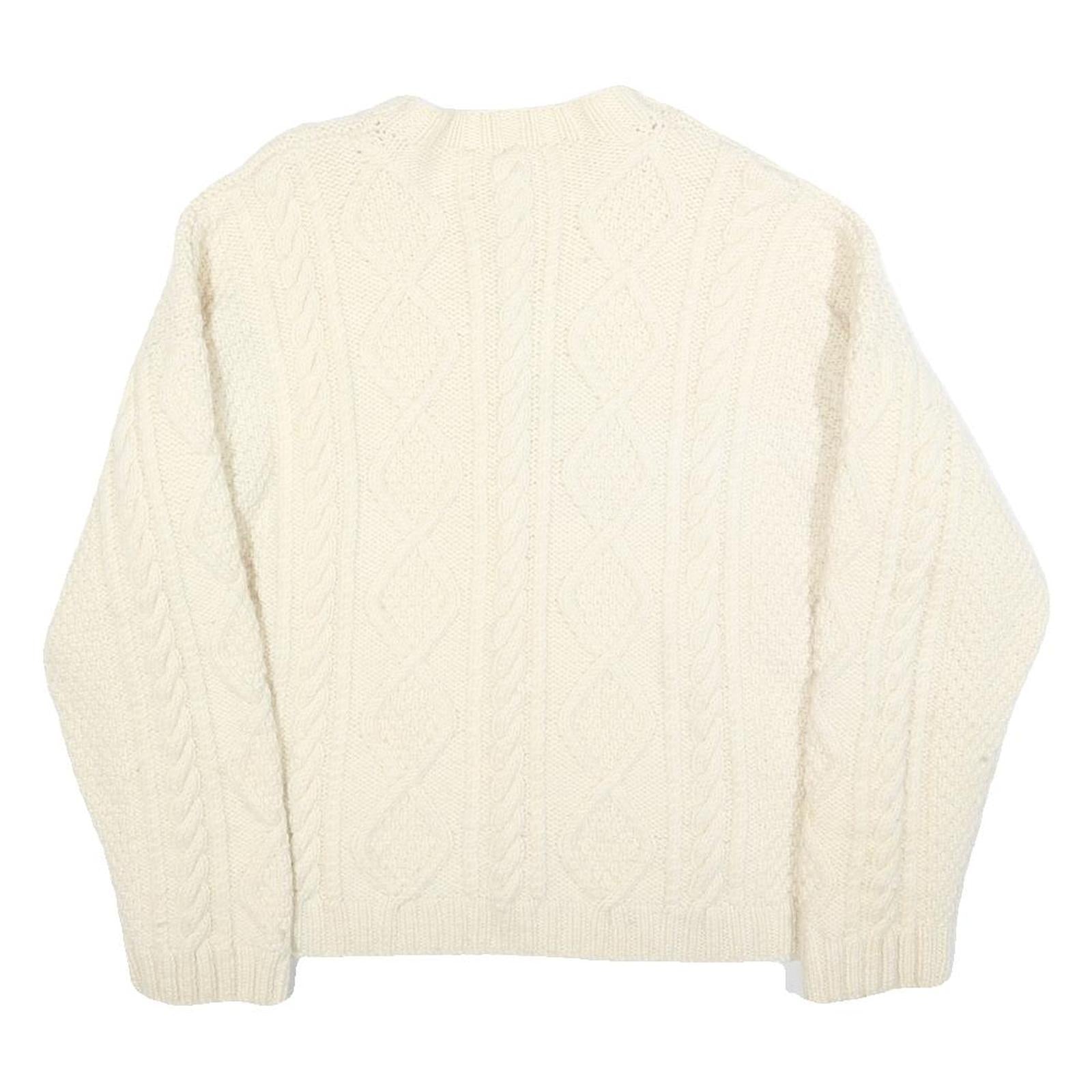 Womens Cream Cable Knit Wool Jumper M Cable Knit Crew Neck Regular Fit